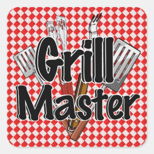 The Grill Master with BBQ Tools Square Sticker