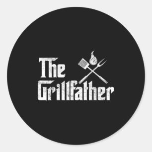 The grillfather bbq grill & smoker _ barbecue classic round sticker