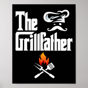The Grillfather Bbq Grill And Smoker Graphic Tees Poster