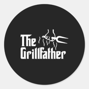 The Grillfather Funny Bbq Art For Dad Fathers Day  Classic Round Sticker