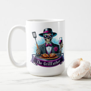 The Grillfather Funny Skeleton Fathers Day Coffee Mug