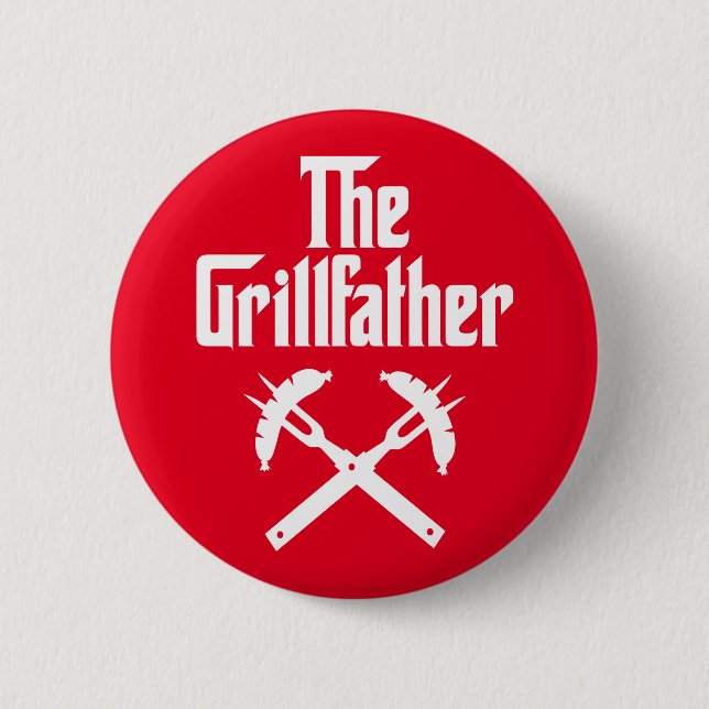 The Grillfather With Hot Dogs 6 Cm Round Badge (Front)
