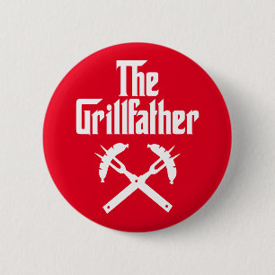 The Grillfather With Hot Dogs 6 Cm Round Badge