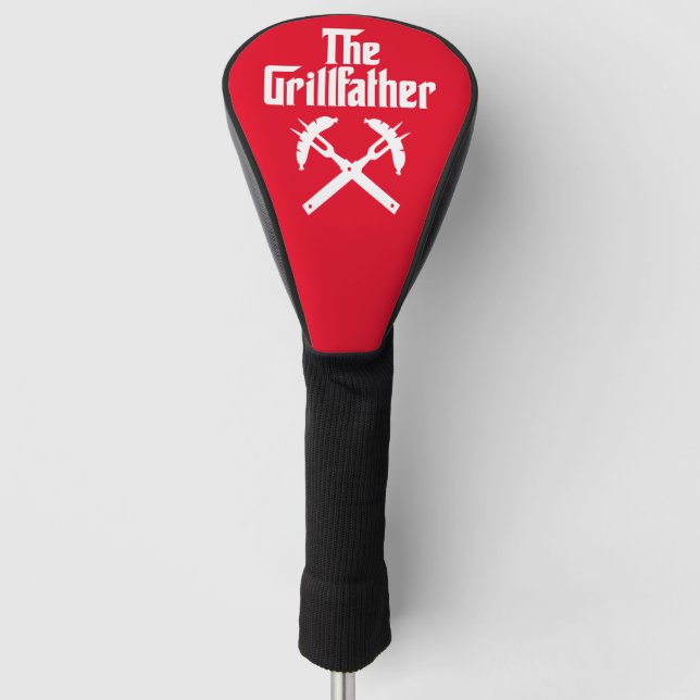 The Grillfather With Hot Dogs Golf Head Cover (Front)