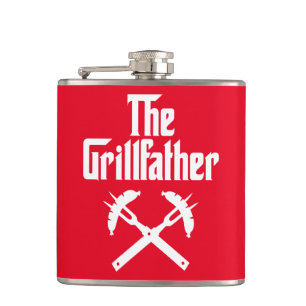 The Grillfather With Hot Dogs Hip Flask
