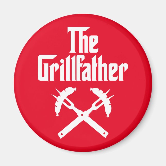 The Grillfather With Hot Dogs Magnet (Front)