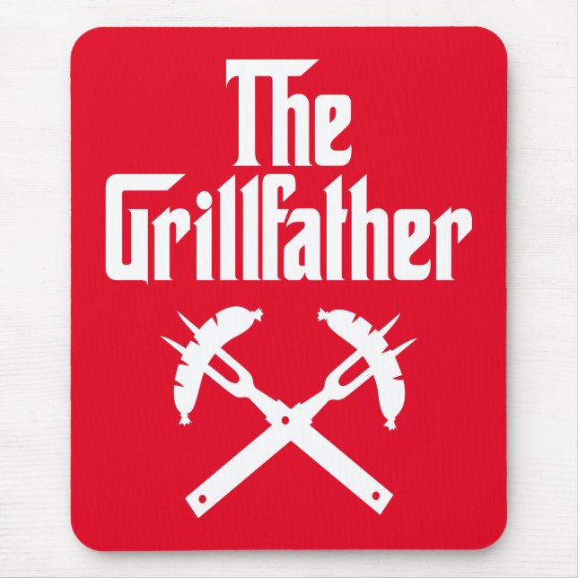 The Grillfather With Hot Dogs Mouse Mat (Front)