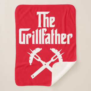 The Grillfather With Hot Dogs Sherpa Blanket