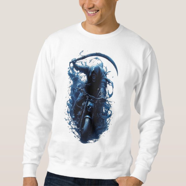 The Grim Reaper Biker on a Motorcycle Sweatshirt (Front)