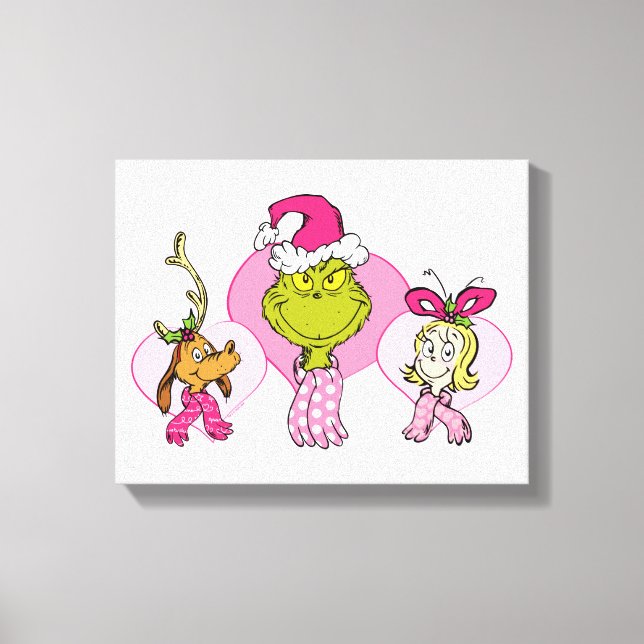 The Grinch Crew in Pink Valentine's Portrait Canvas Print (Front)