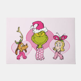 The Grinch Crew in Pink Valentine's Portrait Doormat