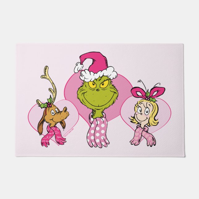 The Grinch Crew in Pink Valentine's Portrait Doormat (Front)