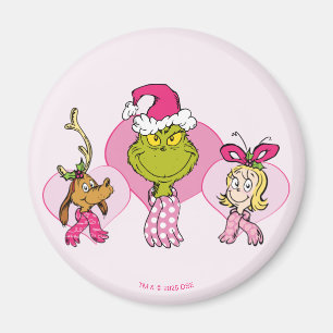 The Grinch Crew in Pink Valentine's Portrait Magnet