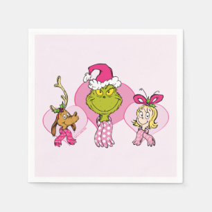 The Grinch Crew in Pink Valentine's Portrait Napkin