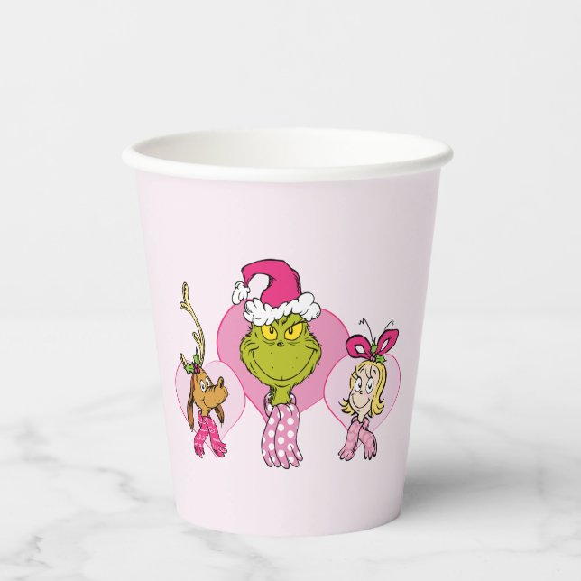 The Grinch Crew in Pink Valentine's Portrait Paper Cups (Front)