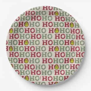 The Grinch   Ho Ho Ho Pattern Paper Plate