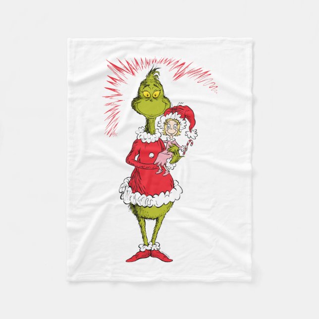 The Grinch Holds Cindy Lou Who Fleece Blanket (Front)