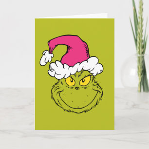 The Grinch in Pink Santa Hat Card