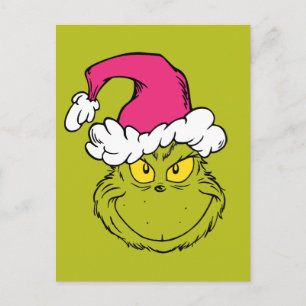 The Grinch in Pink Santa Hat Postcard