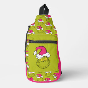 The Grinch in Pink Santa Hat Sling Bag