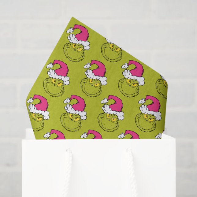 The Grinch in Pink Santa Hat Tissue Paper (Gift Bag)
