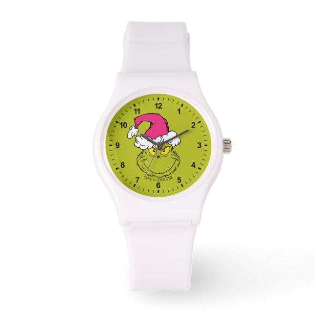 The Grinch in Pink Santa Hat Watch (Front)