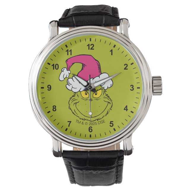 The Grinch in Pink Santa Hat Watch (Front)