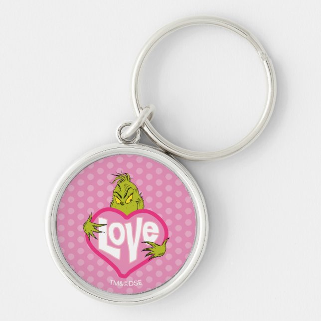 The Grinch | Love Pink Heart Key Ring (Front)