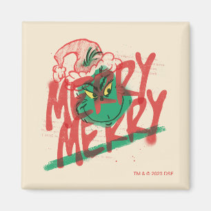 The Grinch   Merry Merry Grunge Graphic Magnet