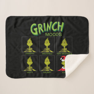 The Grinch   Moods Chart Christmas Edition Sherpa Blanket