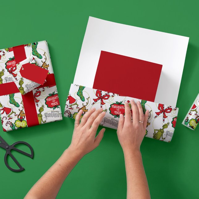 The Grinch Naughty or Nice Pattern Wrapping Paper Sheet (Creator Uploaded)