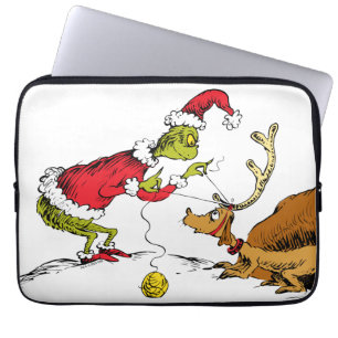The Grinch Prepares Max the Reindeer Laptop Sleeve