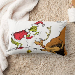 The Grinch Prepares Max the Reindeer Lumbar Cushion