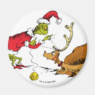 The Grinch Prepares Max the Reindeer Magnet