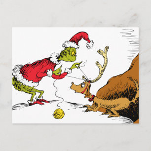 The Grinch Prepares Max the Reindeer Postcard