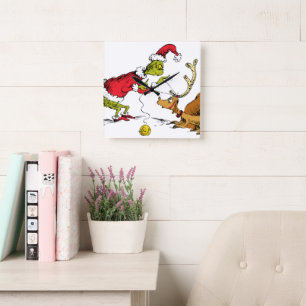 The Grinch Prepares Max the Reindeer Square Wall Clock