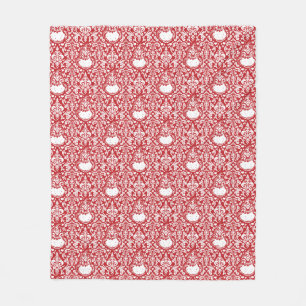 The Grinch   Red Damask Pattern Fleece Blanket