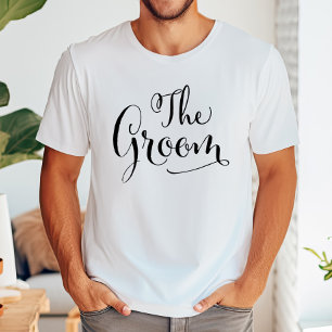 The Groom Black Modern Script Wedding T-Shirt