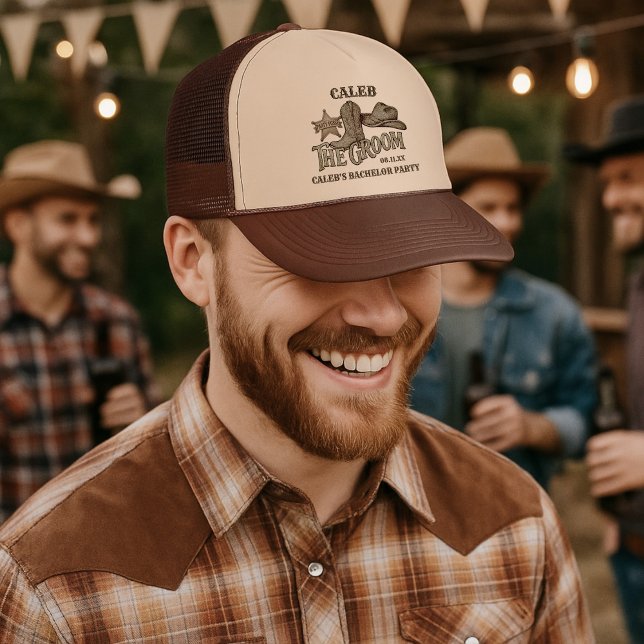 The Groom Cowboy Western Bachelor Party Trucker Hat (Creator Uploaded)