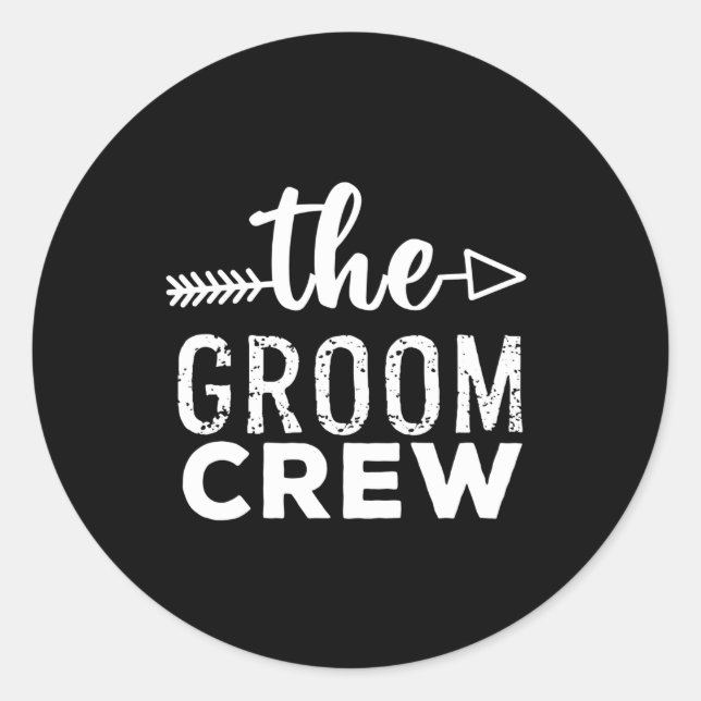 The Groom Crew White Classic Round Sticker (Front)