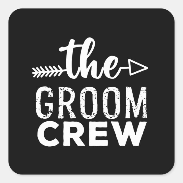 The Groom Crew White Square Sticker (Front)