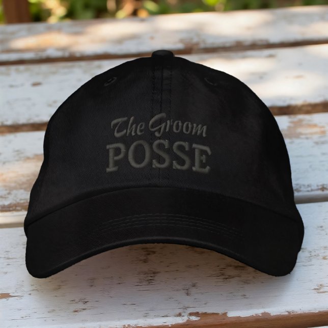 The Groom Posse Modern Simple Typography Wedding Embroidered Hat (Creator Uploaded)