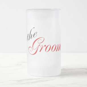 The Groom (Red) Frosted Glass Beer Mug