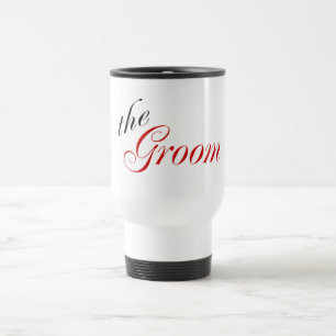 The Groom (Script Red) Travel Mug
