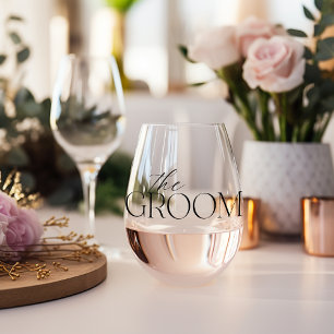 The Groom Stemless Wine Glass