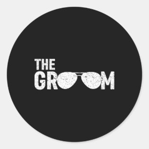 The Groom Sungles Bridal Shower Wedding Bachelor P Classic Round Sticker
