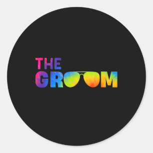 The Groom Tie Dye Cool Shades Funny Bachelor Party Classic Round Sticker