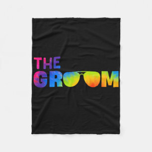 The Groom Tie Dye Cool Shades Funny Bachelor Party Fleece Blanket