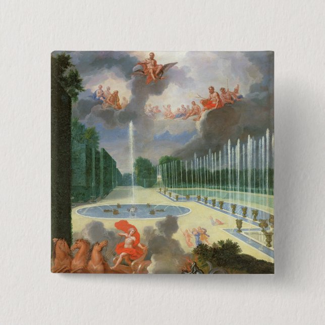 The Groves of Versailles. View of Dragon Pool 15 Cm Square Badge (Front)