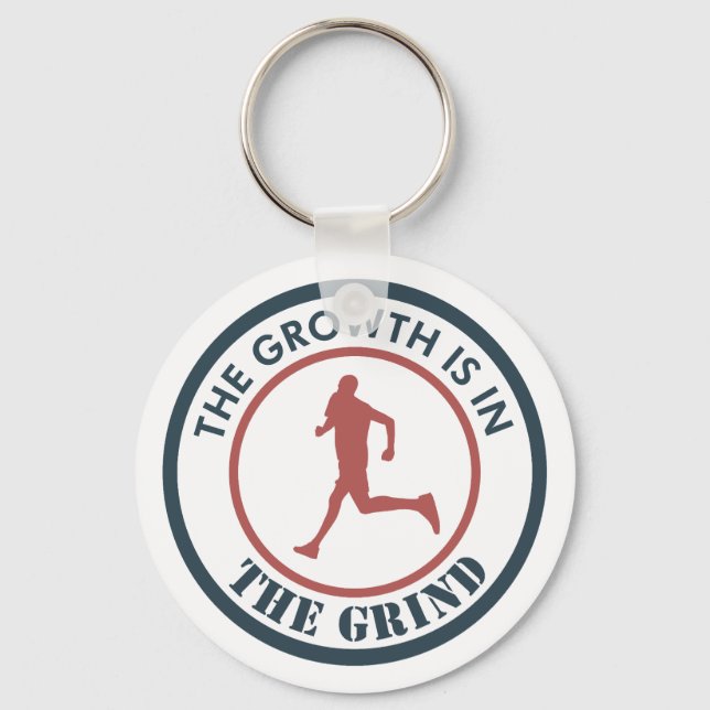 The Growth Is In The Grind Running Key Ring (Front)